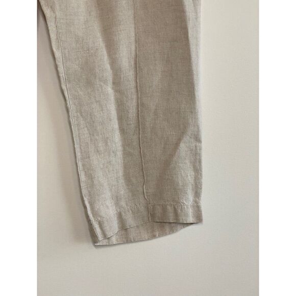 Chico's Womens Size Medium Capris 100% Linen Crop Length Wide Leg Pockets Khaki - Picture 3 of 9